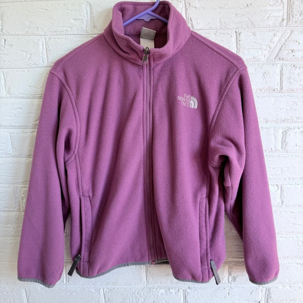 The North Face Girls‎ Fleece Jacket Purple Full Zip Kids Size Medium M